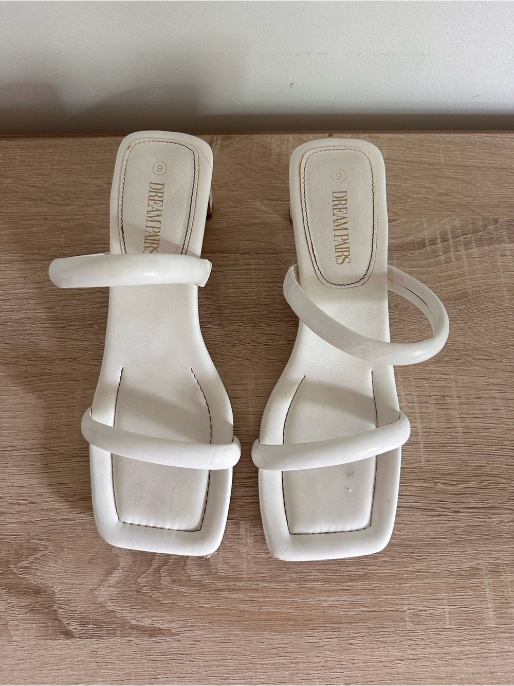 Dream Pairs White Minimalist Strappy Square-Toe Heels